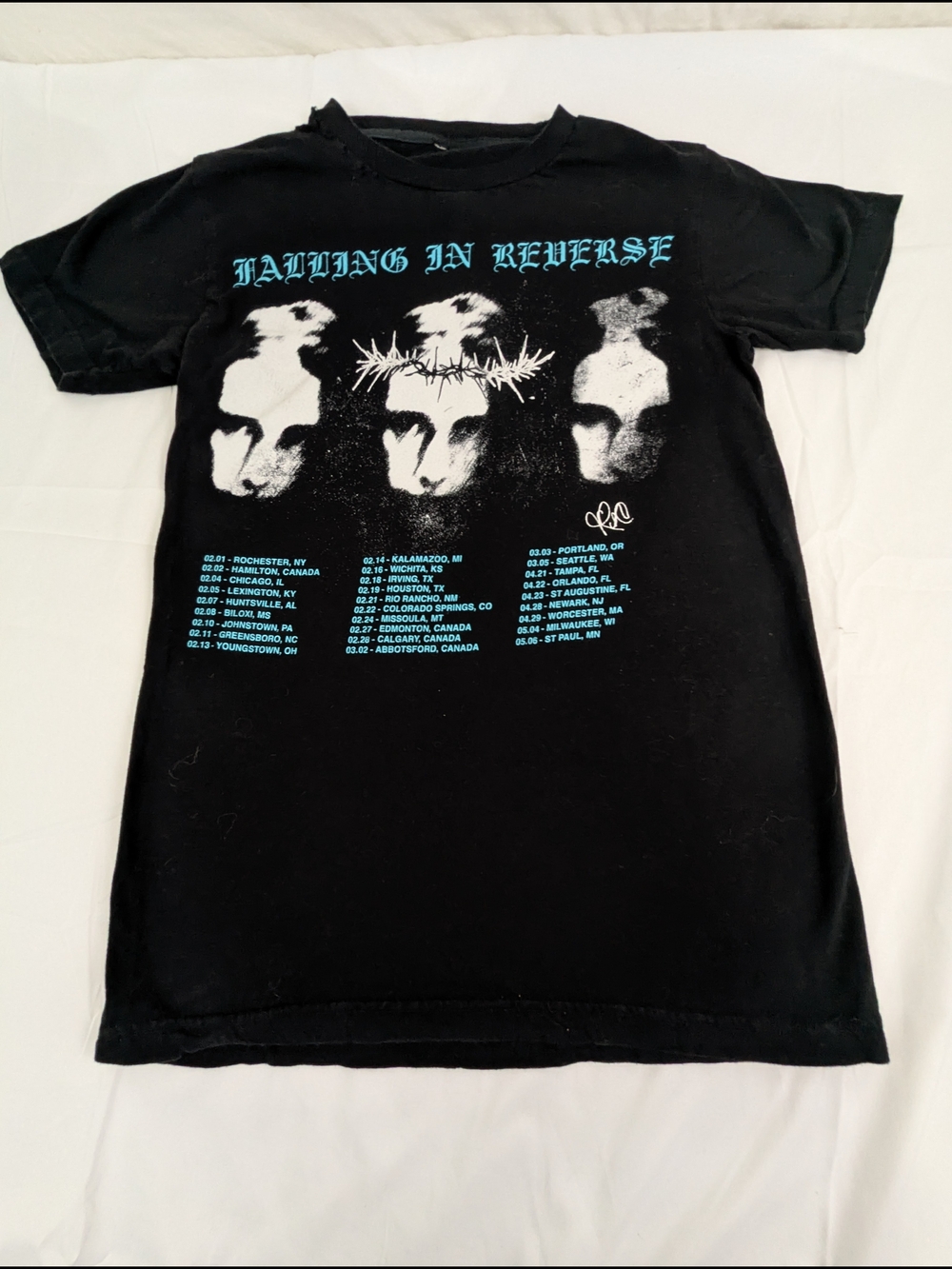 Falling In Reverse Concert Tee Tour Dates/Locations On Front Small - Picture 3 of 5